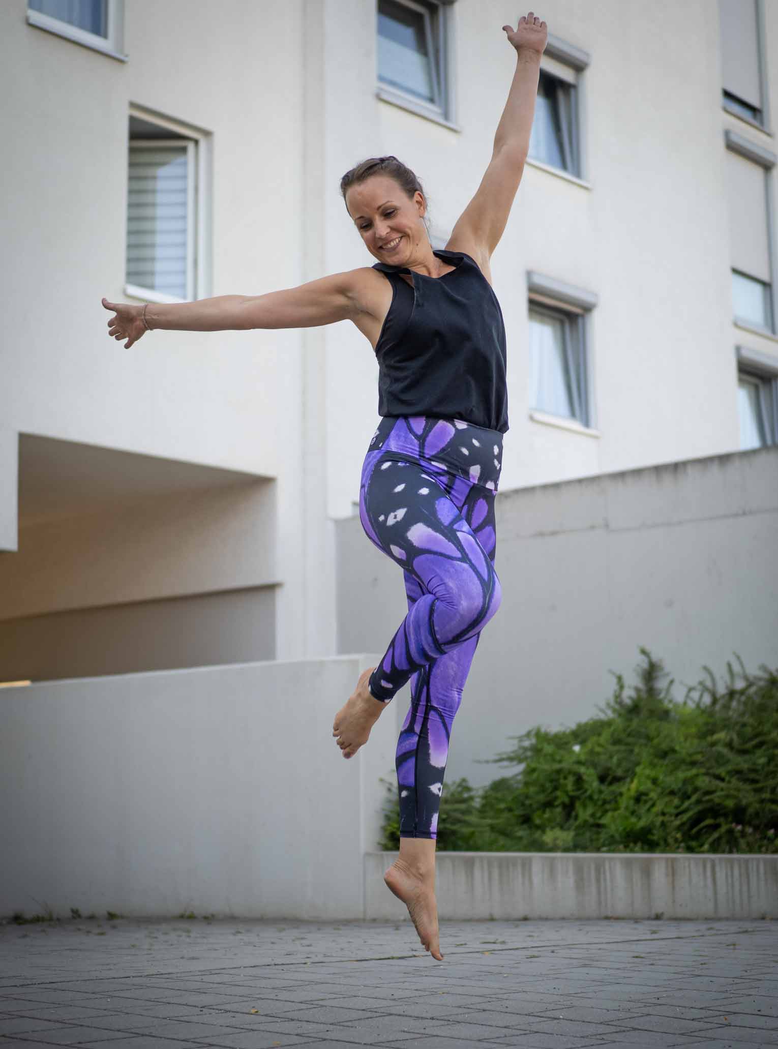 Gr. M - Yoga Leggings LILAC BUTTERFLY