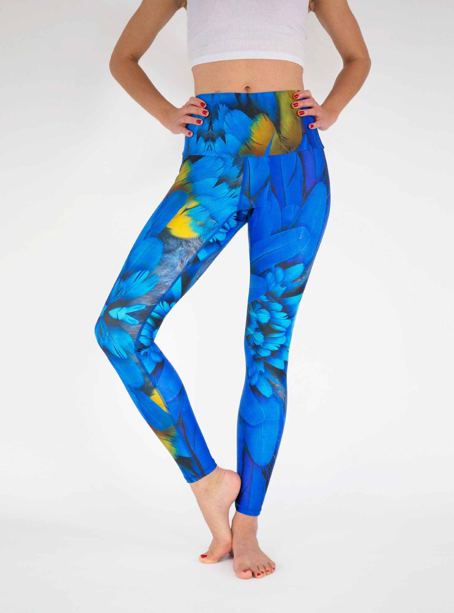 yoga leggings blue bird