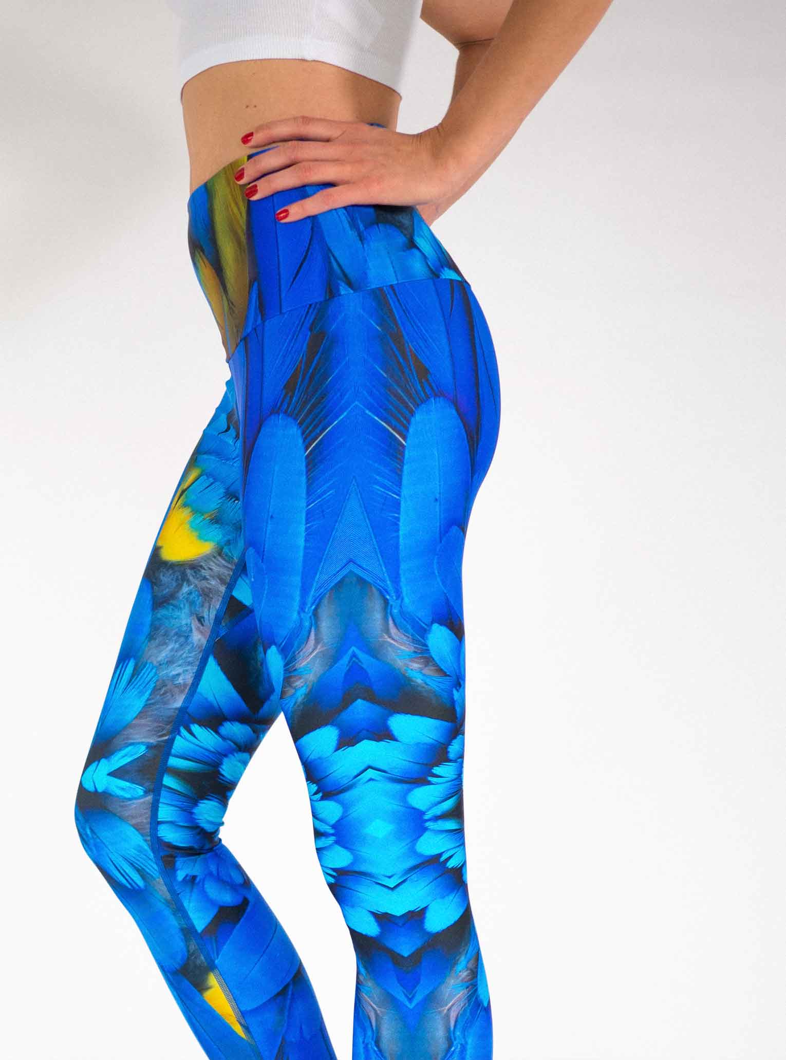 yoga leggings blue bird