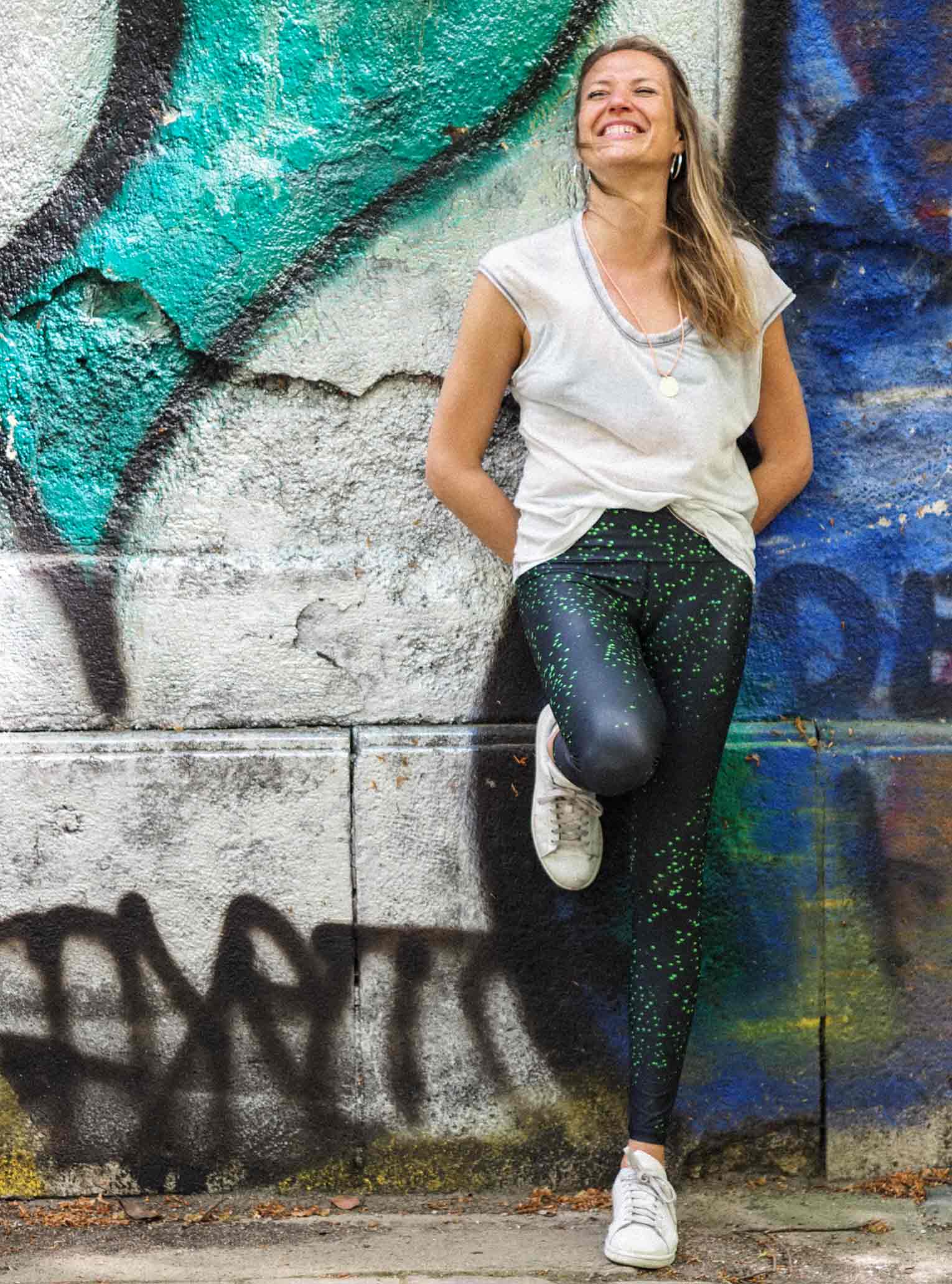 Yoga Leggings GREEN BUTTERFLY