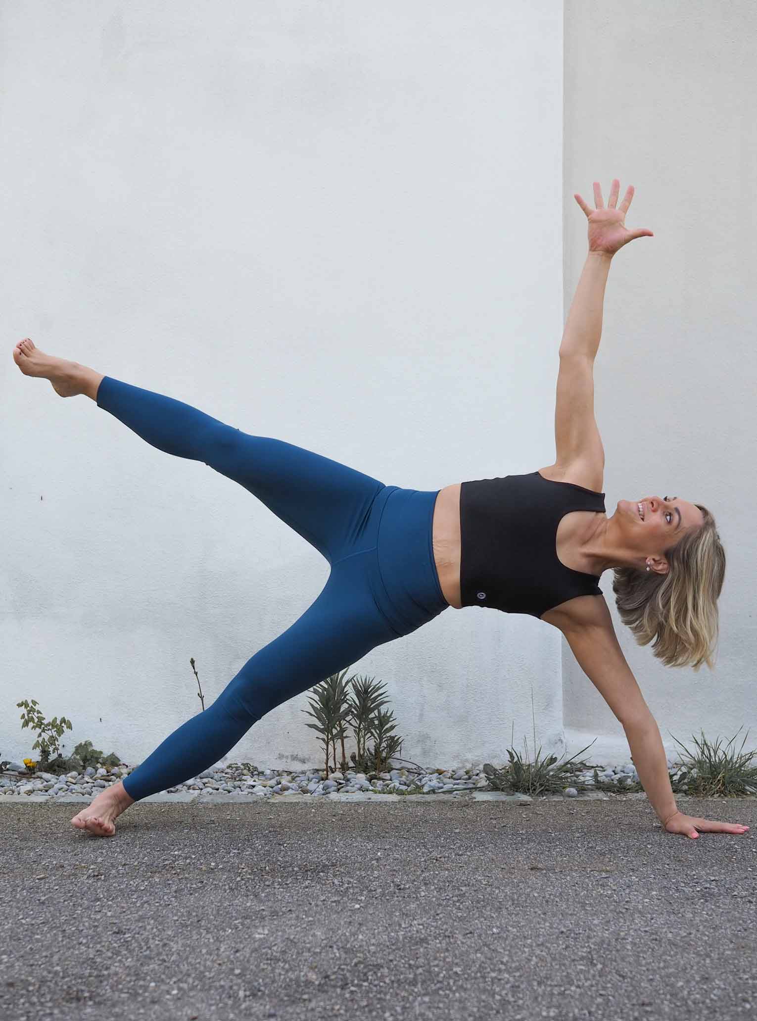 Gr. L - Yoga Leggings FEATHER PETROLBLAU