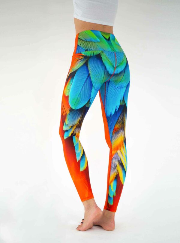 Colorful Yoga Leggings Parrot Orange Blue