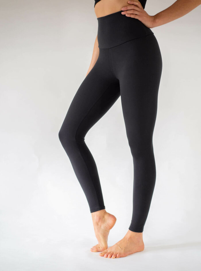 Black Tencel™ Lyocell Yoga Leggings | Arctic Flamingo Yoga Wear